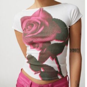 Rose graphic low back top